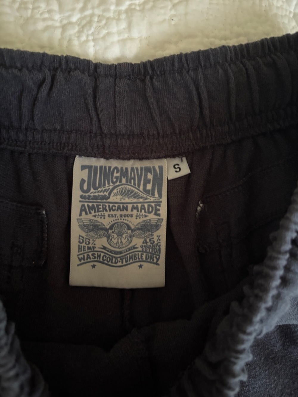 Jungmaven hemp and organic cotton, navy lounge shorts in unisex size S - Picture 3 of 7